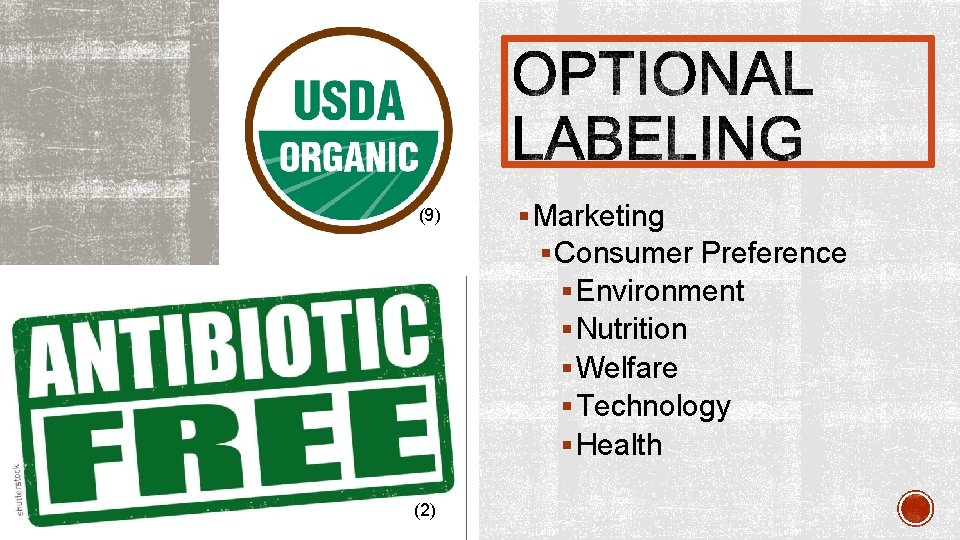 (9) (2) § Marketing § Consumer Preference § Environment § Nutrition § Welfare §