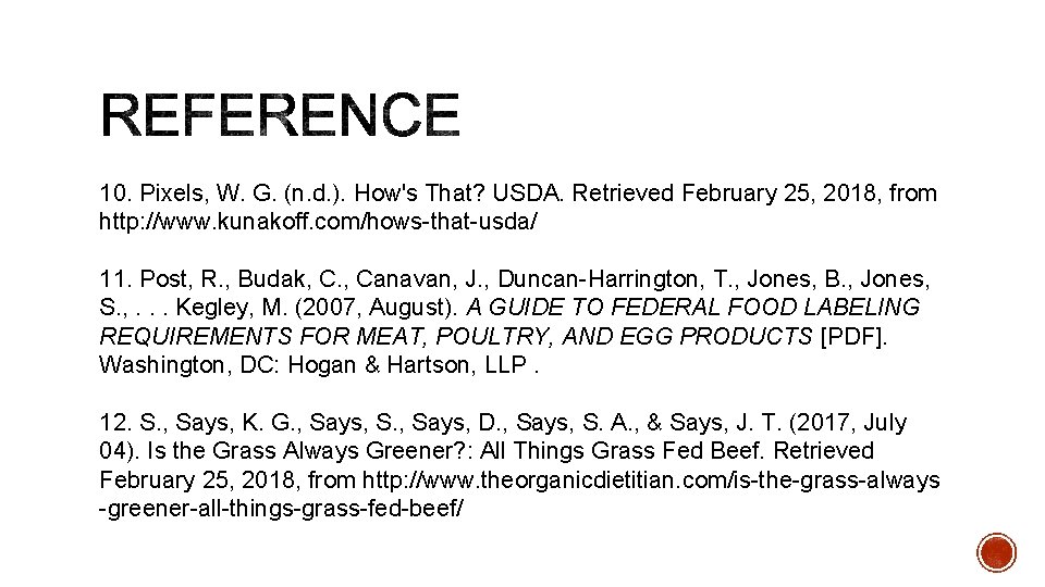 10. Pixels, W. G. (n. d. ). How's That? USDA. Retrieved February 25, 2018,