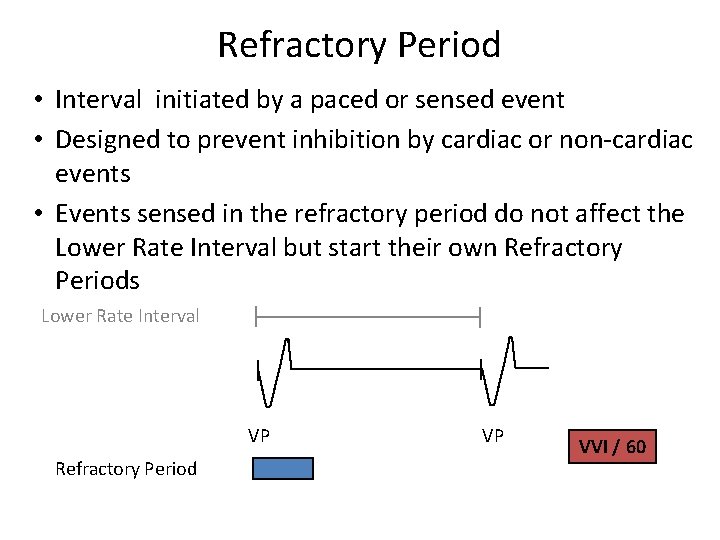 Refractory Period • Interval initiated by a paced or sensed event • Designed to