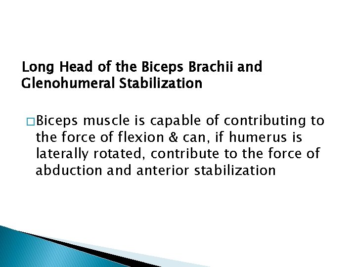 Long Head of the Biceps Brachii and Glenohumeral Stabilization � Biceps muscle is capable