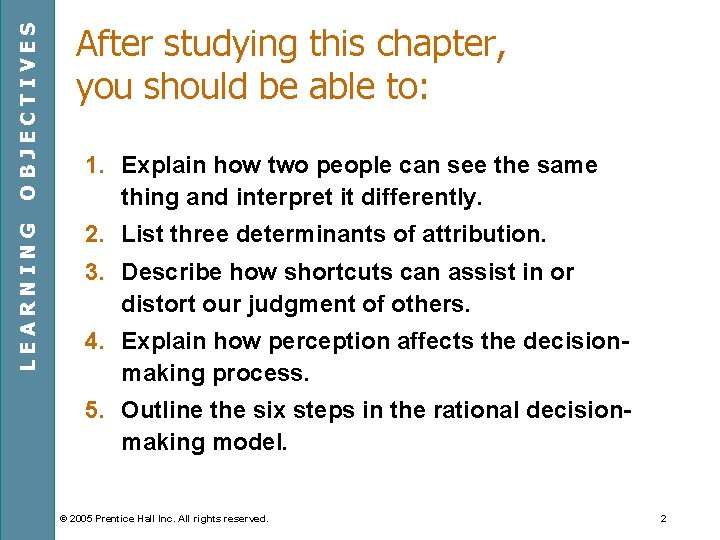 OBJECTIVES LEARNING After studying this chapter, you should be able to: 1. Explain how