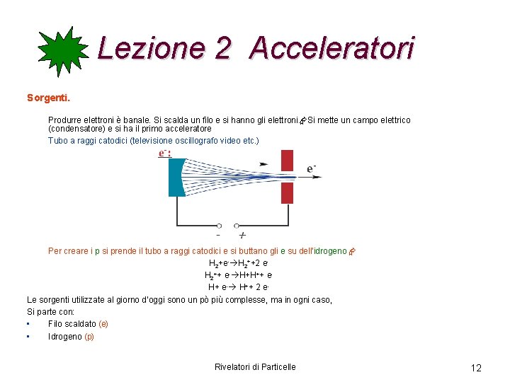 Lezione 2 Acceleratori Sorgenti. Produrre elettroni è banale. Si scalda un filo e si