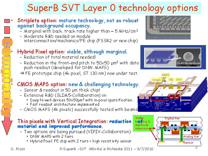 Super. B SVT Layer 0 technology options • Striplets option: mature technology, not so
