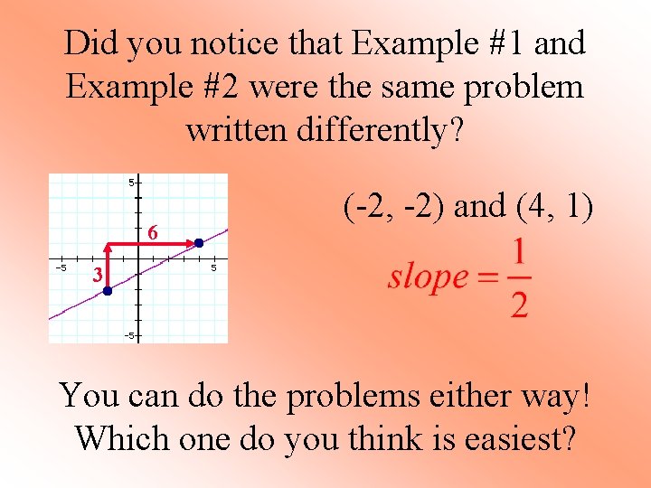 Did you notice that Example #1 and Example #2 were the same problem written