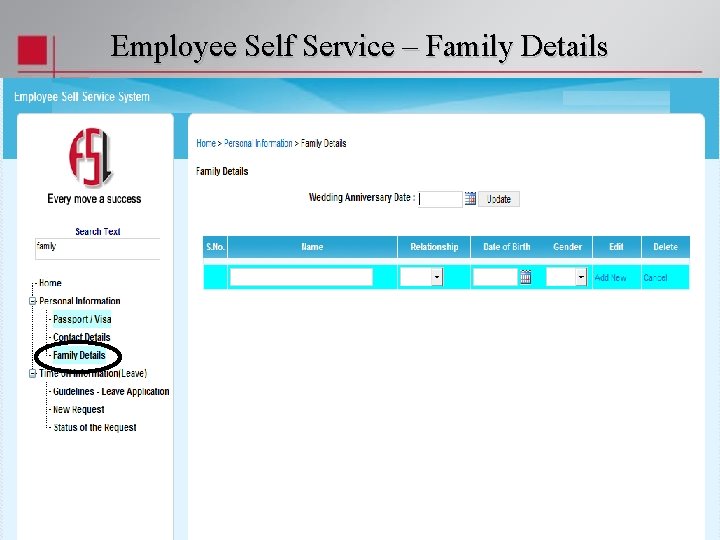 Employee Self Service – Family Details 