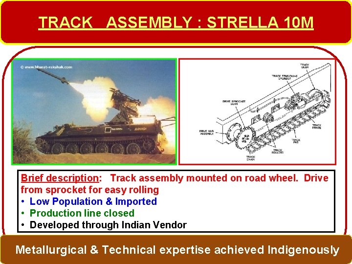 TRACK ASSEMBLY : STRELLA 10 M Brief description: Track assembly mounted on road wheel.