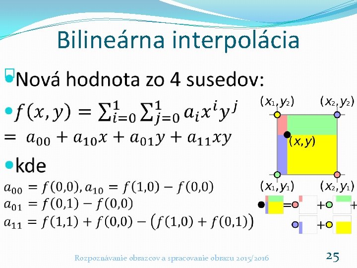 Bilineárna interpolácia � Rozpoznávanie obrazcov a spracovanie obrazu 2015/2016 25 