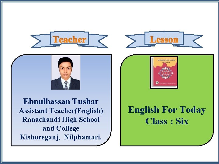 Ebnulhassan Tushar Assistant Teacher(English) Ranachandi High School and College Kishoreganj, Nilphamari. English For Today
