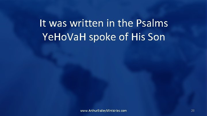 It was written in the Psalms Ye. Ho. Va. H spoke of His Son