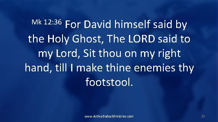 For David himself said by the Holy Ghost, The LORD said to my Lord,