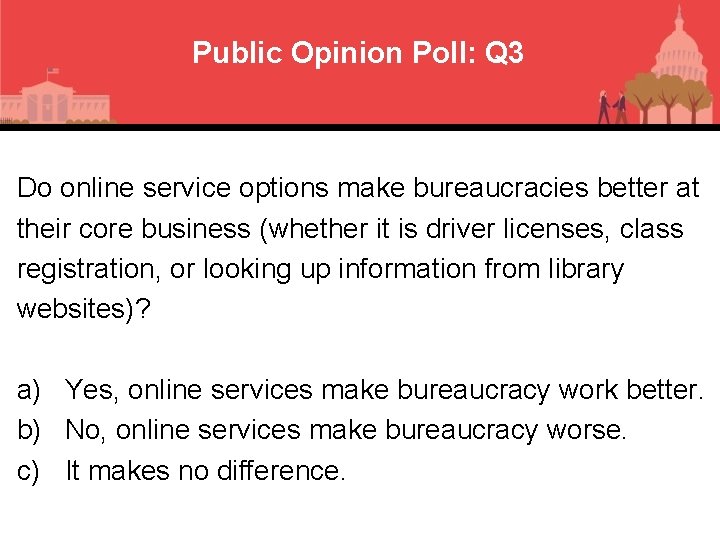 Public Opinion Poll: Q 3 Do online service options make bureaucracies better at their