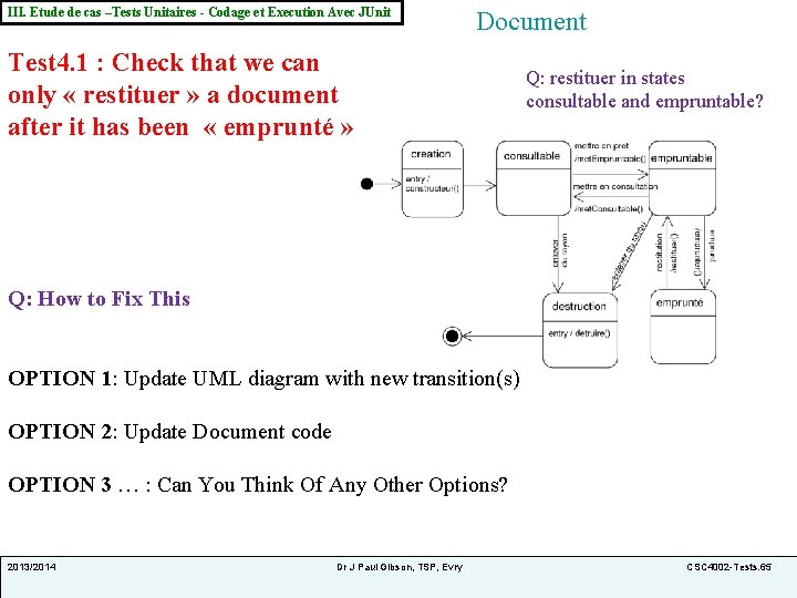 III. Etude de cas –Tests Unitaires - Codage et Execution Avec JUnit Document Test