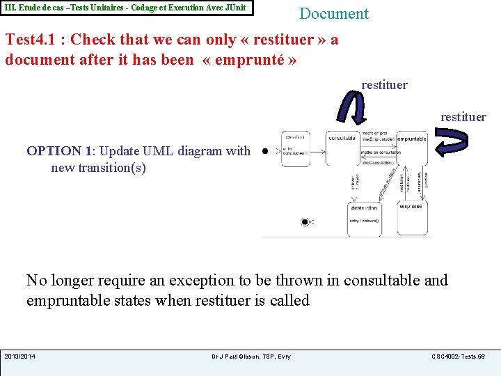 III. Etude de cas –Tests Unitaires - Codage et Execution Avec JUnit Document Test