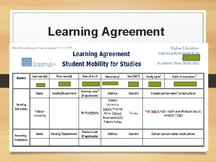 Learning Agreement 