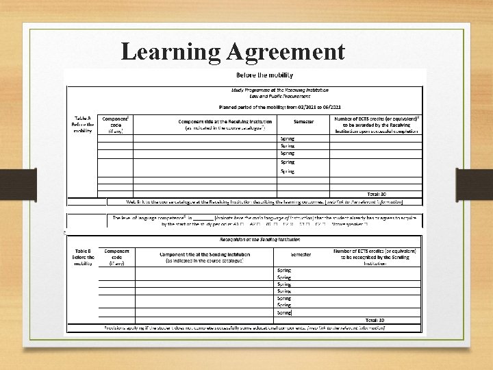 Learning Agreement 