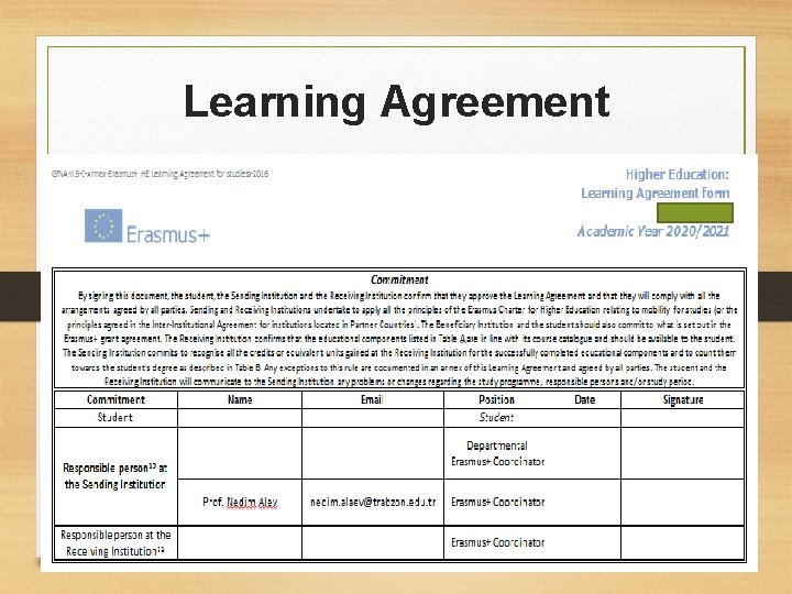 Learning Agreement 
