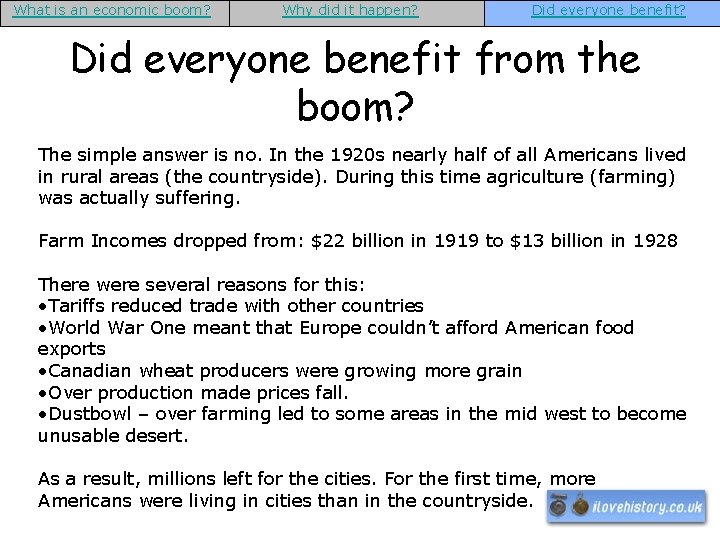 What is an economic boom? Why did it happen? Did everyone benefit from the