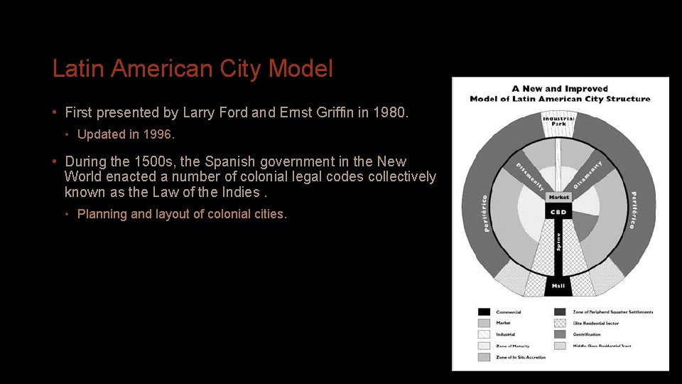 Latin American City Model • First presented by Larry Ford and Ernst Griffin in
