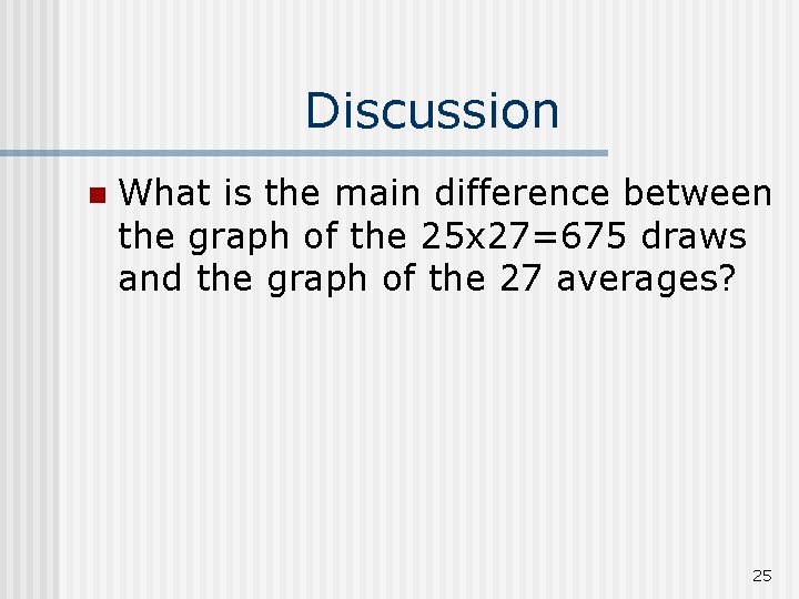 Discussion n What is the main difference between the graph of the 25 x