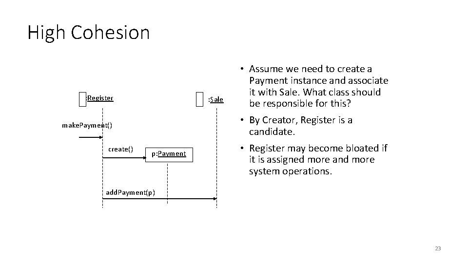 High Cohesion : Register : Sale • By Creator, Register is a candidate. make.