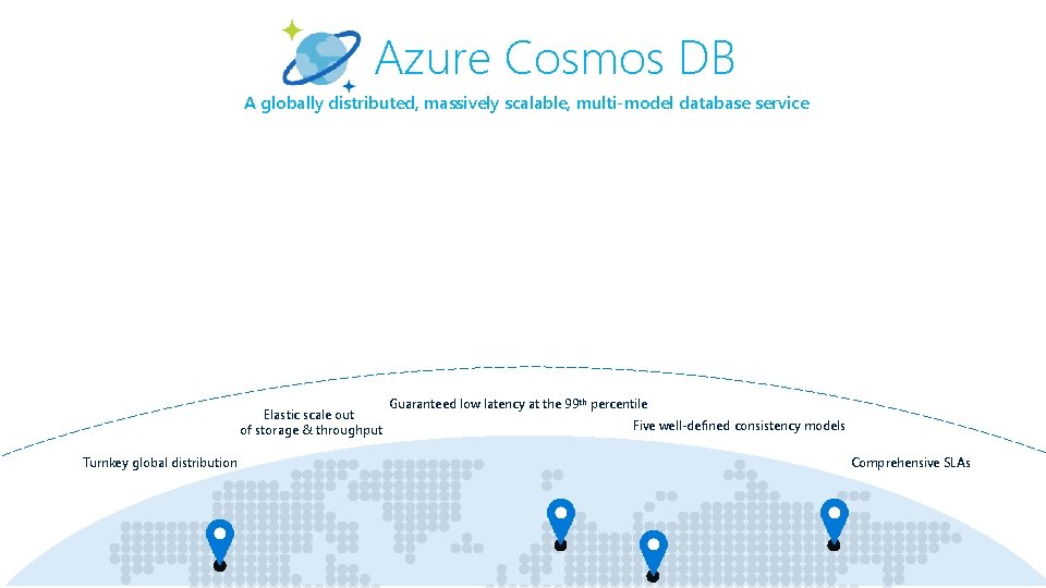 Azure Cosmos DB A globally distributed, massively scalable, multi-model database service Elastic scale out