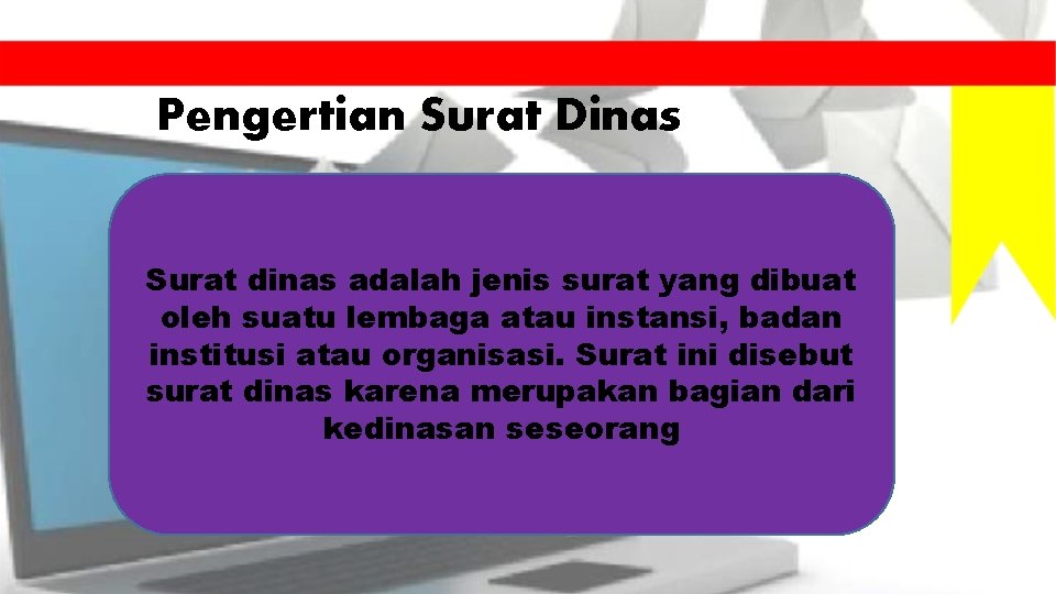 Pengertian Surat Dinas Surat dinas adalah jenis surat yang dibuat oleh suatu lembaga atau