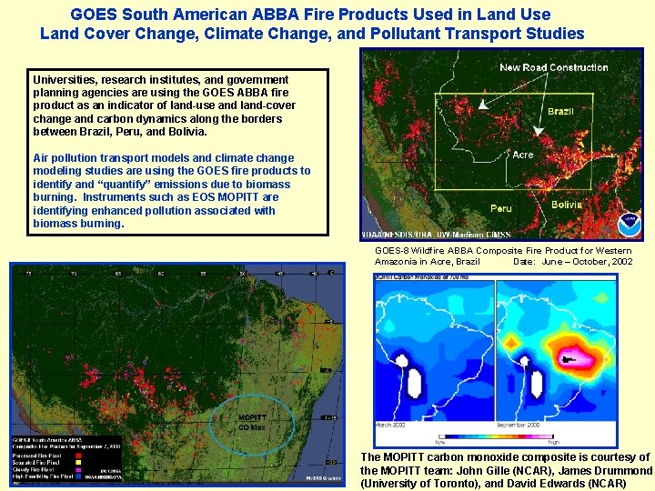 GOES South American ABBA Fire Products Used in Land Use Land Cover Change, Climate