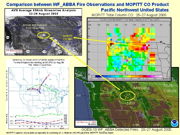 Comparison between WF_ABBA Fire Observations and MOPITT CO Product Pacific Northwest United States MOPITT