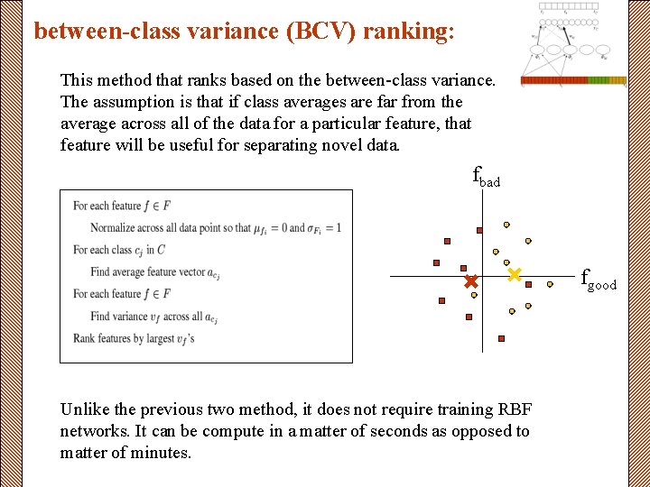 between-class variance (BCV) ranking: This method that ranks based on the between-class variance. The