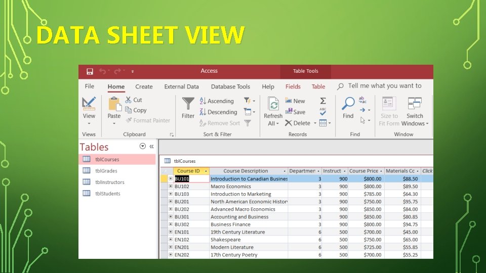 DATA SHEET VIEW 