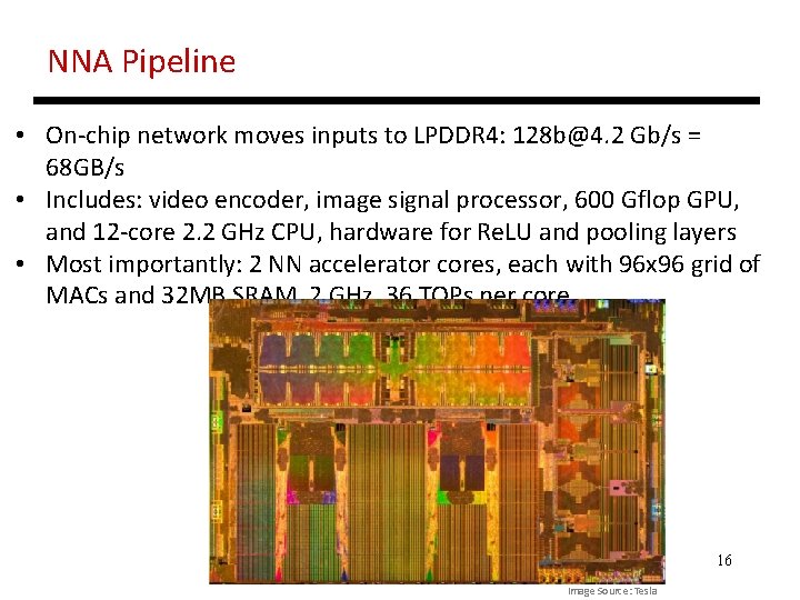 NNA Pipeline • On-chip network moves inputs to LPDDR 4: 128 b@4. 2 Gb/s