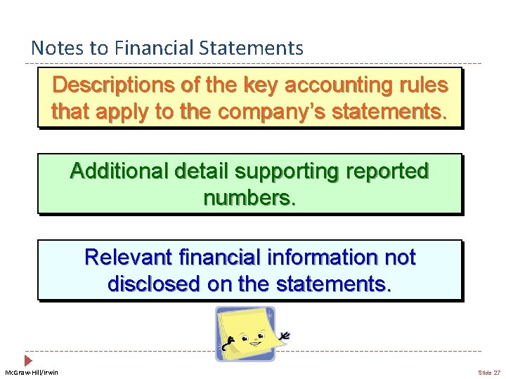 Notes to Financial Statements Descriptions of the key accounting rules that apply to the