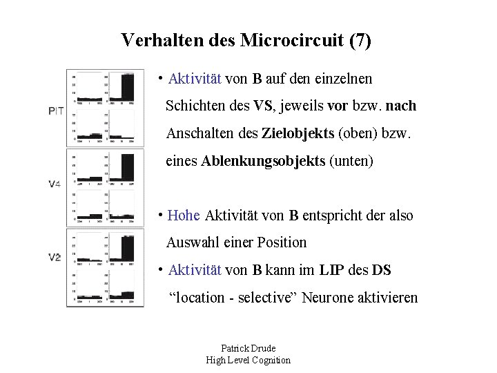 Verhalten des Microcircuit (7) • Aktivität von B auf den einzelnen Schichten des VS,