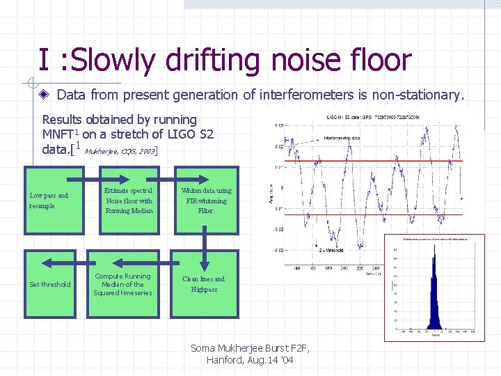 I : Slowly drifting noise floor Data from present generation of interferometers is non-stationary.