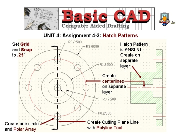 UNIT 4: Assignment 4 -3: Hatch Patterns Set Grid and Snap to. 25” Hatch