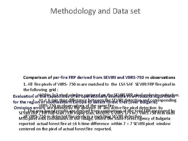 Methodology and Data set Comparison of per-fire FRP derived from SEVIRI and VIIRS-750 m