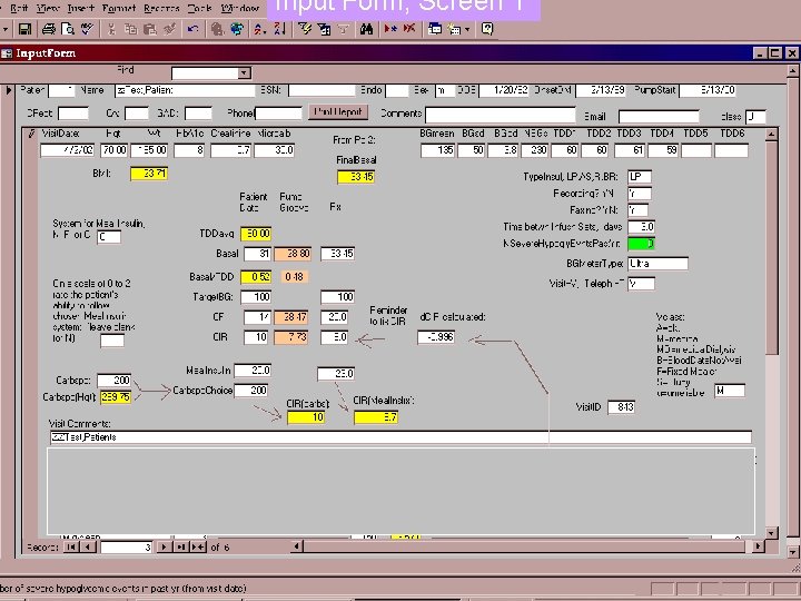 Input Form, Screen 1 