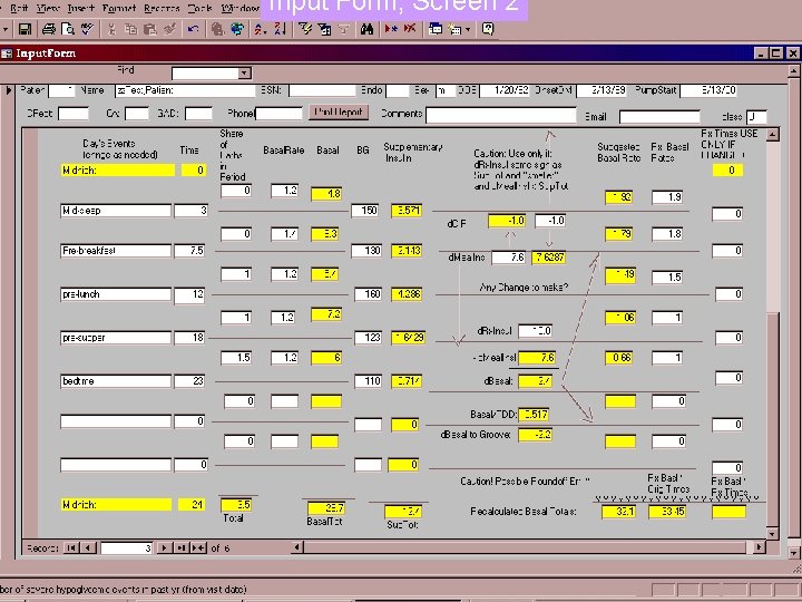 Input Form, Screen 2 