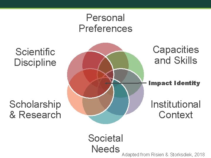 Personal Preferences Scientific Discipline Capacities and Skills Impact Identity Scholarship & Research Institutional Context