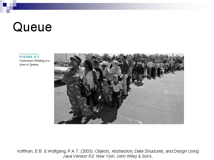 Queue Koffman, E. B. & Wolfgang, P. A. T. (2003). Objects, Abstraction, Data Structures,