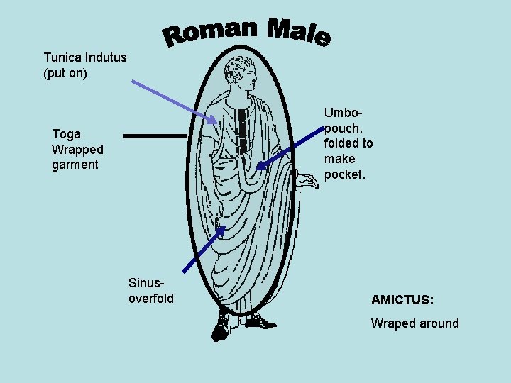 Tunica Indutus (put on) Umbopouch, folded to make pocket. Toga Wrapped garment Sinusoverfold AMICTUS: