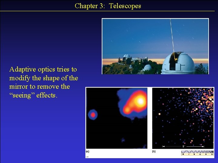 Chapter 3: Telescopes Adaptive optics tries to modify the shape of the mirror to
