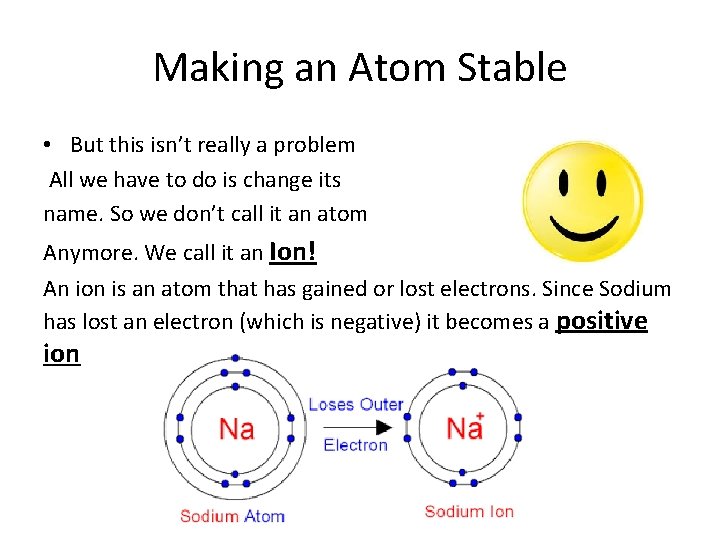 Making an Atom Stable • But this isn’t really a problem All we have