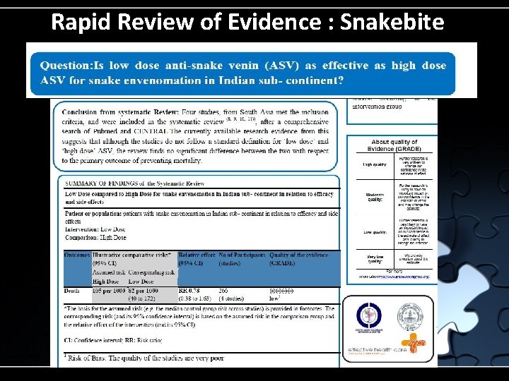 Rapid Review of Evidence : Snakebite 