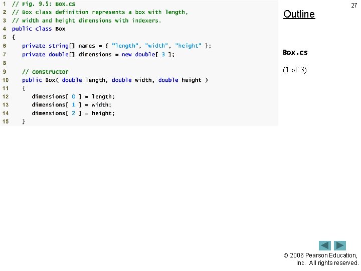 Outline 27 Box. cs (1 of 3) 2006 Pearson Education, Inc. All rights reserved.
