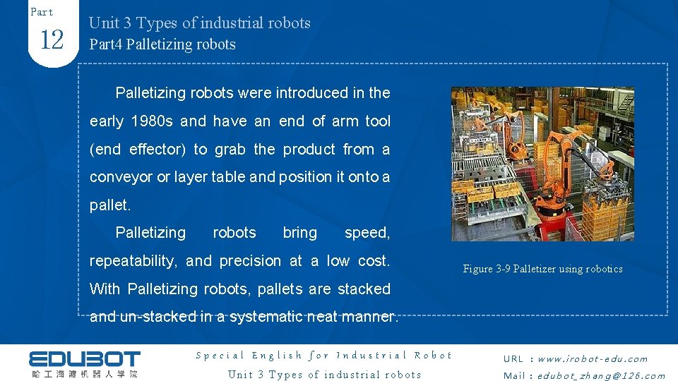 Part 12 Unit 3 Types of industrial robots Part 4 Palletizing robots were introduced