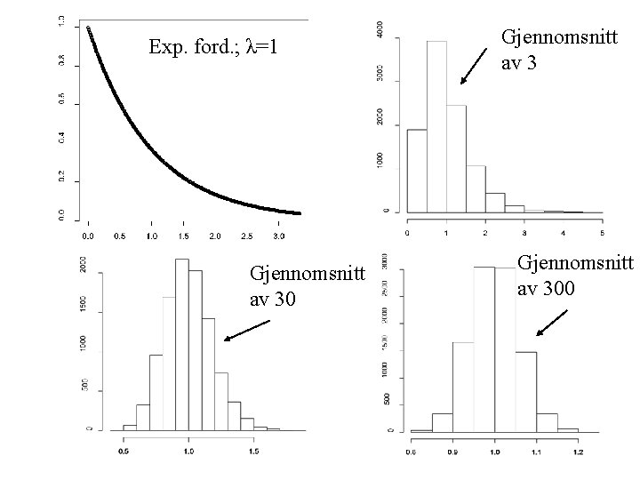 Exp. ford. ; λ=1 Gjennomsnitt av 300 