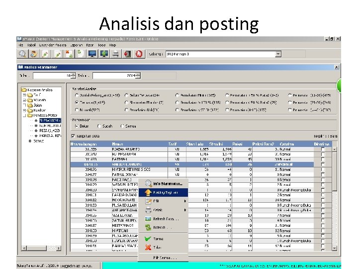 Analisis dan posting 