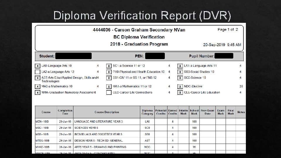 Diploma Verification Report (DVR) 