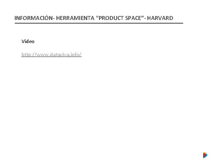 INFORMACIÓN- HERRAMIENTA “PRODUCT SPACE”- HARVARD Video http: //www. dataviva. info/ 